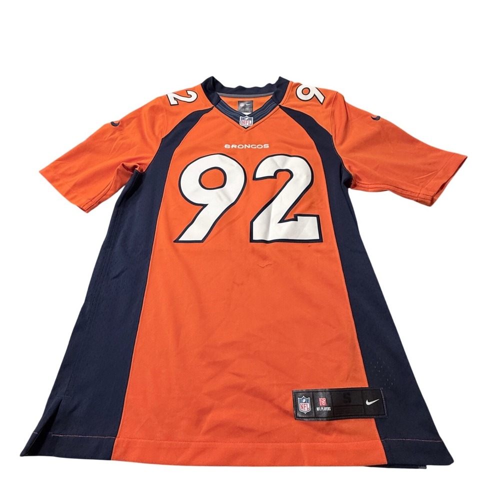 Nike Denver Broncos Elvis Dumervil 92 NFL Jersey Orange Navy Mens Small